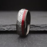 Acoustic. Mens Wedding Band with Guitar String Inlay