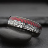 Acoustic. Mens Wedding Band with Guitar String Inlay