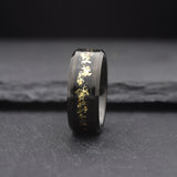 Apollo. Mens Black Wedding Band with Gold Leaf Inlay