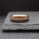 Baller. Mens Black and Rose Gold Multi Faceted Wedding Band