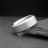 brushed silver engagement ring for him