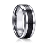 Commander. Mens Silver Carbon Fibre Wedding Band