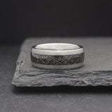 Comet. Mens Tungsten Ring With Meteorite Inlay