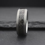 Comet. Mens Tungsten Ring With Meteorite Inlay