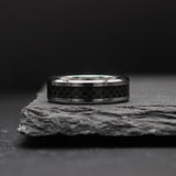 Commander. Mens Silver Carbon Fibre Wedding Band