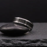 Commander. Mens Silver Carbon Fibre Wedding Band