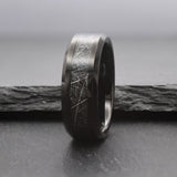 Meteor. Mens Wedding Band With Meteorite Inlay