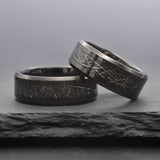 Meteor. Mens Wedding Band With Meteorite Inlay