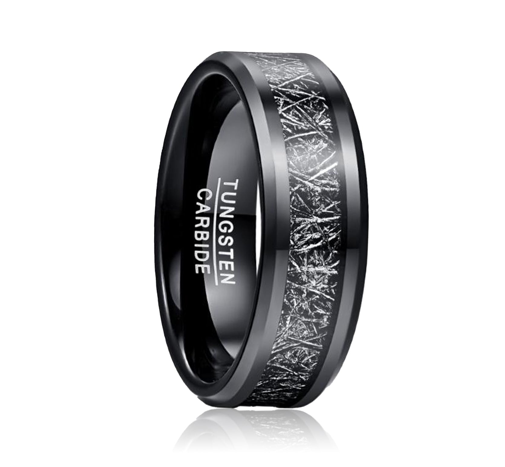 Meteor. Mens Wedding Band With Meteorite Inlay