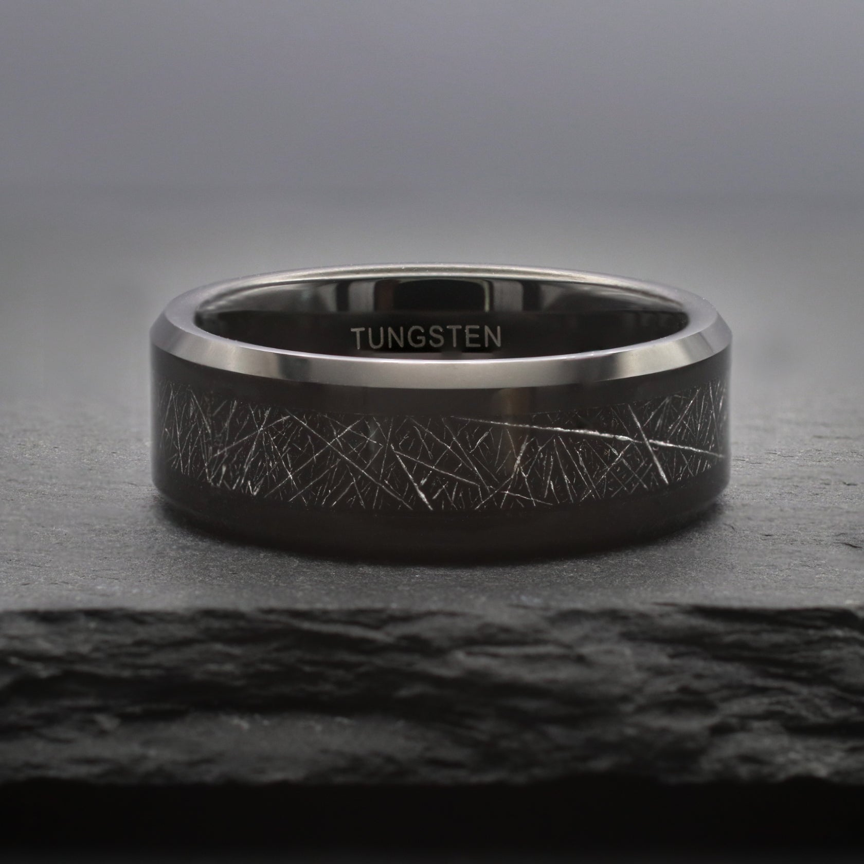 Meteor. Mens Wedding Band With Meteorite Inlay