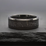 Meteor. Mens Wedding Band With Meteorite Inlay