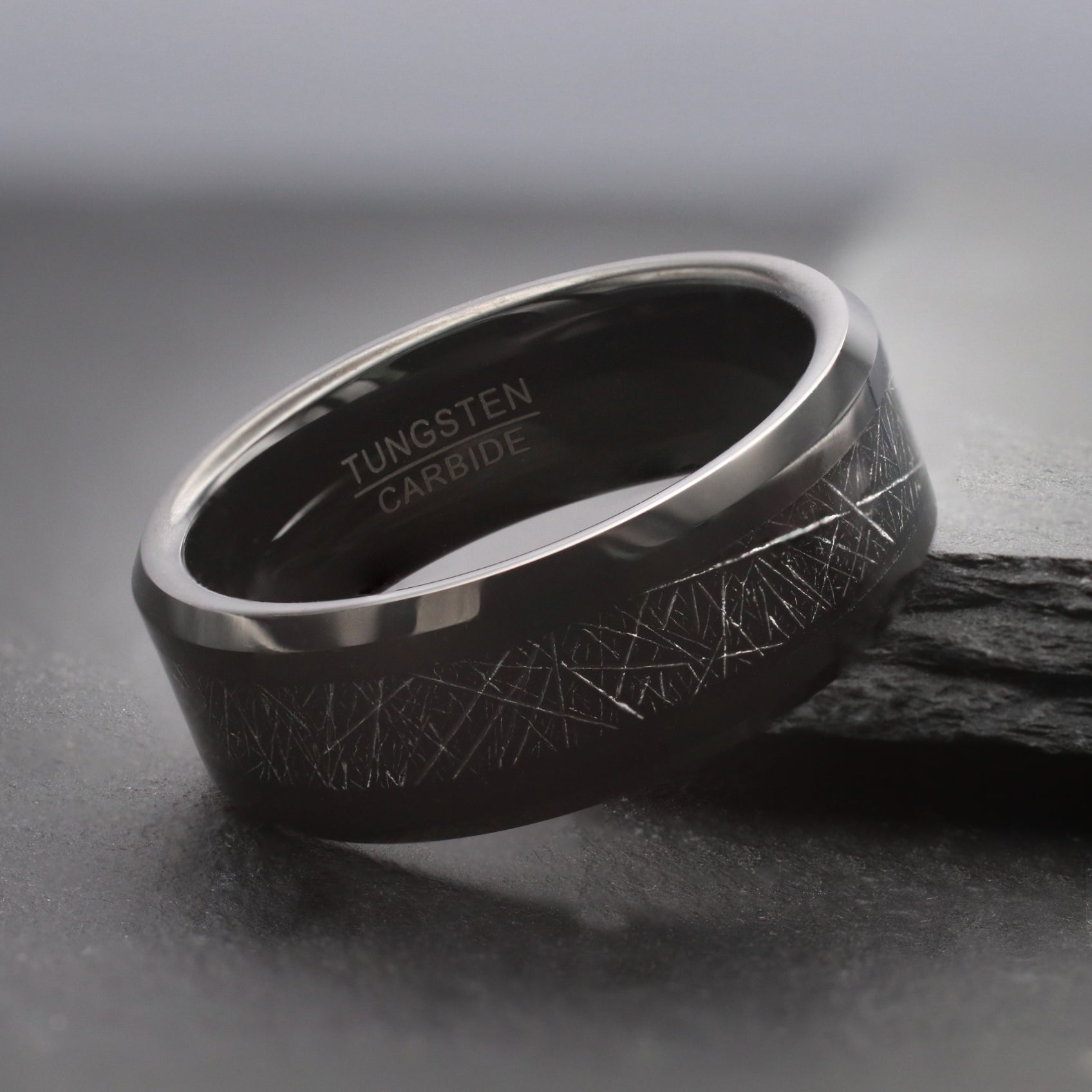 Meteor. Mens Wedding Band With Meteorite Inlay