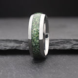 Moss - Silver Tungsten & Moss Agate Wedding Ring