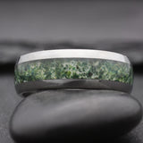 Moss - Silver Tungsten & Moss Agate Wedding Ring