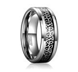 Trefoil. Silver Tungsten Ring With Trefoil Celtic Knot Inlay