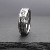 Trefoil. Silver Tungsten Ring With Trefoil Celtic Knot Inlay