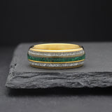 Verdant. Gold Wedding Band With Meteor & Malachite Inlay