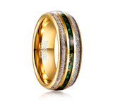 Verdant. Gold Wedding Band With Meteor & Malachite Inlay