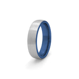 blue and silver tungsten ring