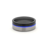 black wedding band with blue