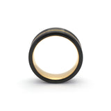 mens black and gold tungsten ring