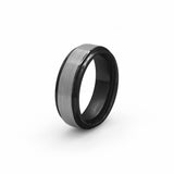 silver & black tungsten male wedding band