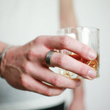 Whiskey - Silver | Hammered | Oak - Whiskey Barrel Wooden Wedding Ring