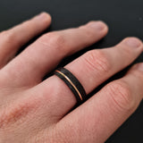 Baller. Mens Black and Rose Gold Multi Faceted Wedding Band