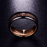 Tyrell. Black Tungsten Ring With Gold Celtic Dragon Inlay