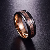 Tyrell. Black Tungsten Ring With Gold Celtic Dragon Inlay