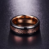 Tyrell. Black Tungsten Ring With Gold Celtic Dragon Inlay